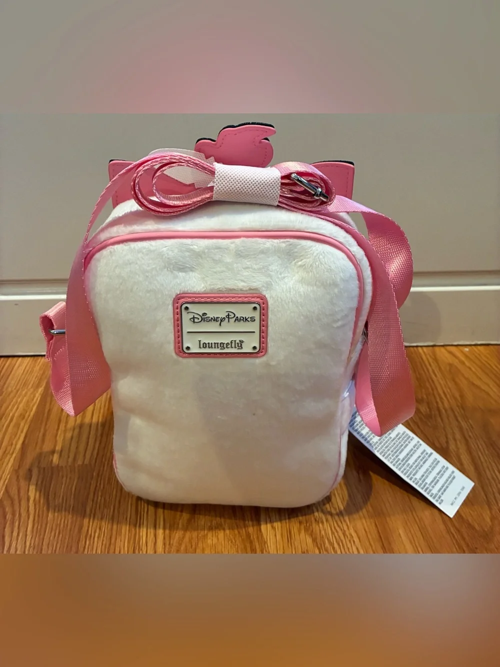 New Loungefly White & Pink Marie Kitty Crossbody Bag with Yarn Graphic